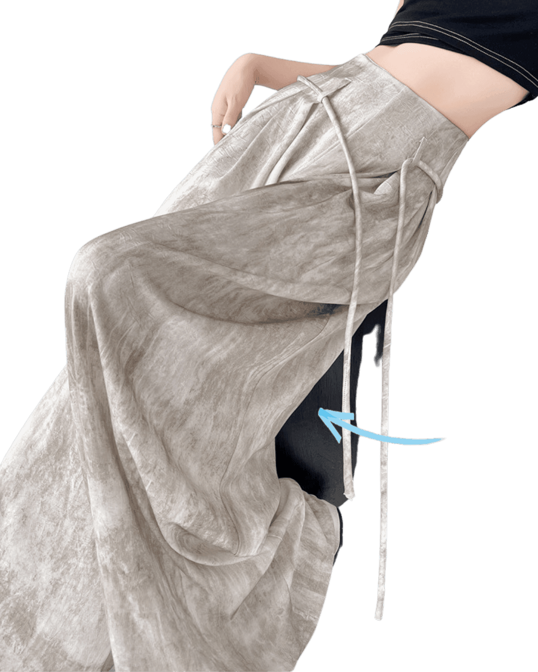 Pantaloni casual wide-leg bej cu talie înaltă și curea subțire de la AM Vision RO