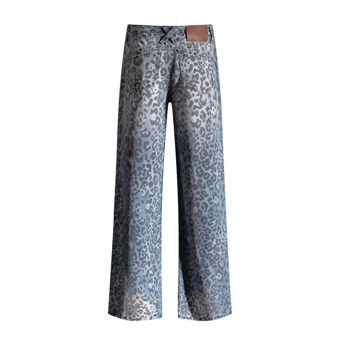 Pantaloni largi din denim cu imprimeu leopard, confortabili și moderni pentru un look trendy