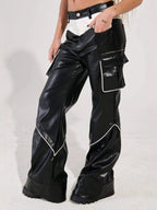 Trendy AM Vision RO Streetwear Pants with Glossy Effect and Side Pockets for a stylish urban look
