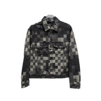 Plaid Jacquard Denim Jacket from AM Vision RO, featuring a stylish checkered pattern in black and gray