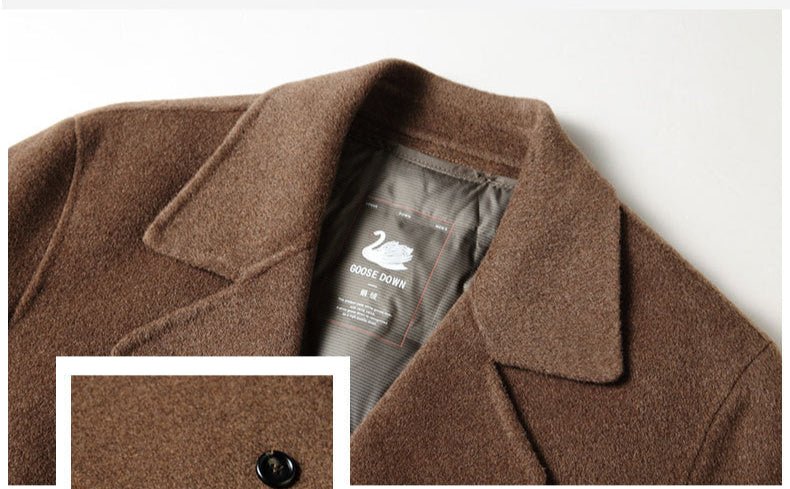 Brown AM Vision RO Premium Wool Coat With Goose Down Lining for warmth and style