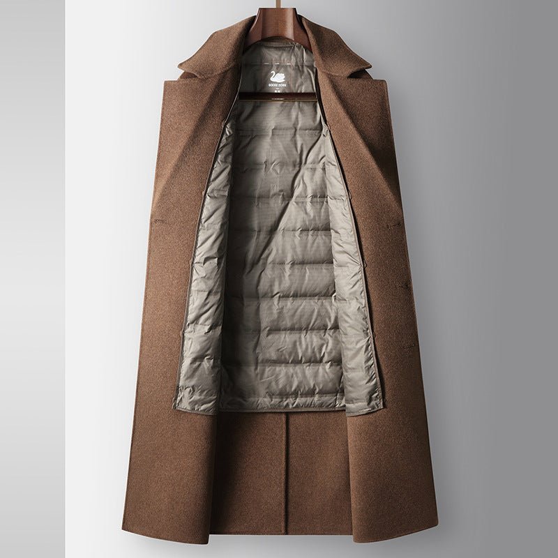 Premium Wool Coat With Goose Down Lining in Brown Color for Warmth and Style