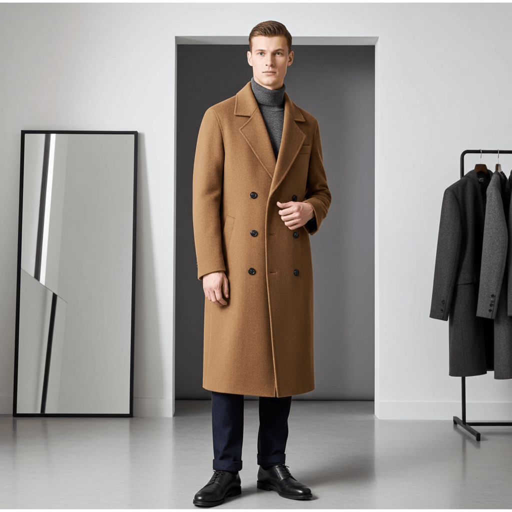 Stylish AM Vision RO Premium Wool Coat With Goose Down Lining for a sophisticated winter look