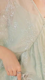 Mint Blue Dress with Embroidery