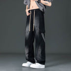 AM Vision RO Prewashed straight cargo pants in black with an adjustable drawstring waist and side pockets