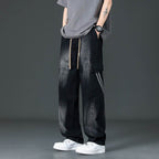 AM Vision RO prewashed straight cargo pants in black with adjustable drawstring and side pockets