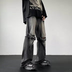 AM Vision RO prewashed streetwear jeans designed for a relaxed fit with unique buckle details