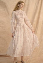 AM Vision RO Provence Bloom Midi Dress with Ruffled Details and Floral Print for Elegant Occasions