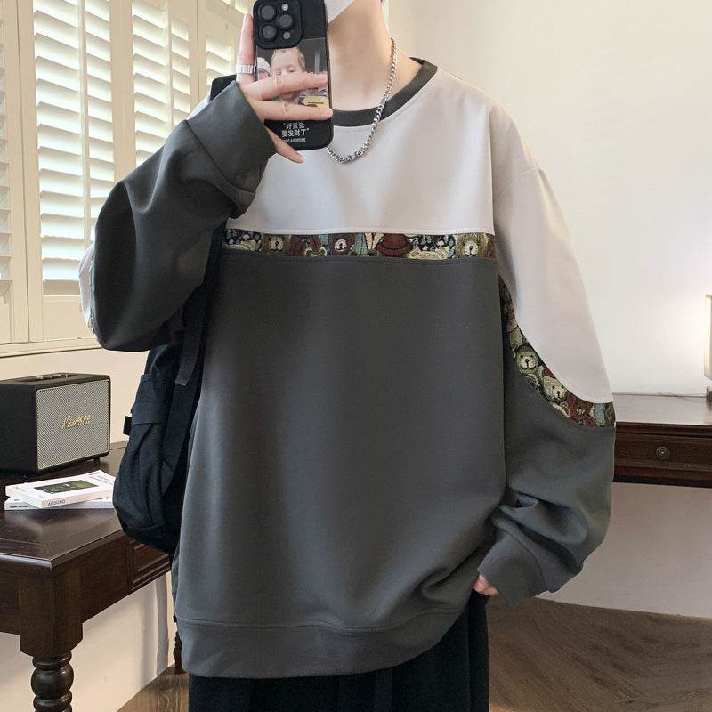 Pulover în diverse culori cu detaliu urși brodați model casual oversized bicolor unisex