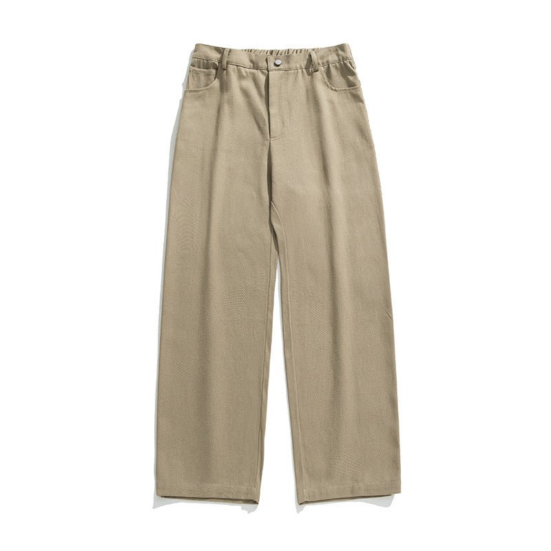 Beige AM Vision RO Pure Cotton Retro Casual Pants with a relaxed fit and classic styling
