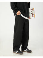 AM Vision RO Pure Cotton Retro Casual Pants in Black for a relaxed, stylish look