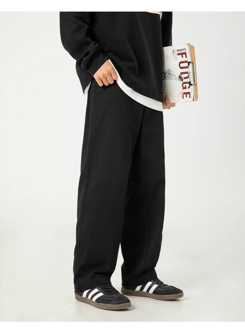AM Vision RO Pure Cotton Retro Casual Pants in Black for a relaxed, stylish look