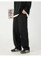 AM Vision RO Pure Cotton Retro Casual Pants in Black with a Relaxed Fit for Comfortable Everyday Wear