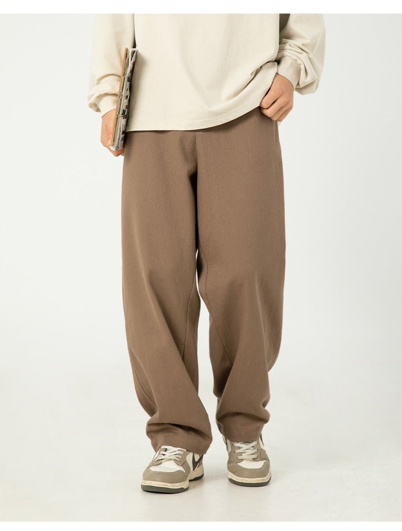 AM Vision RO Pure Cotton Retro Casual Pants in Brown with Relaxed Fit for Everyday Wear