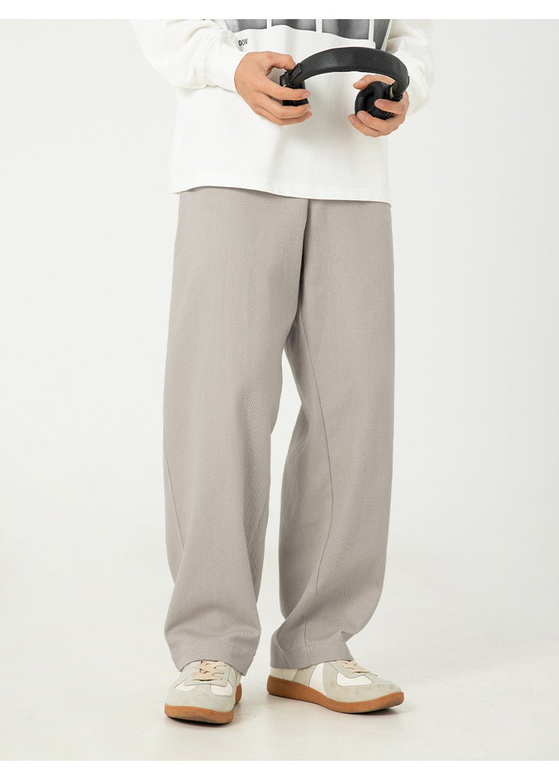 AM Vision RO Pure Cotton Retro Casual Pants in light gray with a relaxed fit for everyday wear