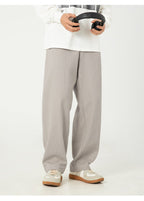 AM Vision RO Pure Cotton Retro Casual Pants in light gray with a relaxed fit for everyday wear