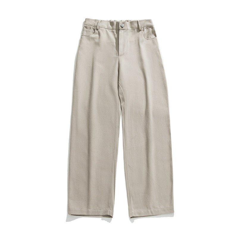 AM Vision RO Pure Cotton Retro Casual Pants in beige with a relaxed fit and classic style