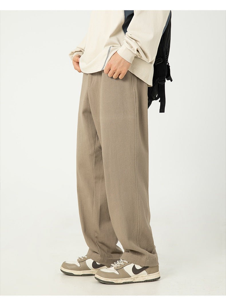 Pure Cotton Retro Casual Pants in Beige, designed for comfort and stylish everyday wear