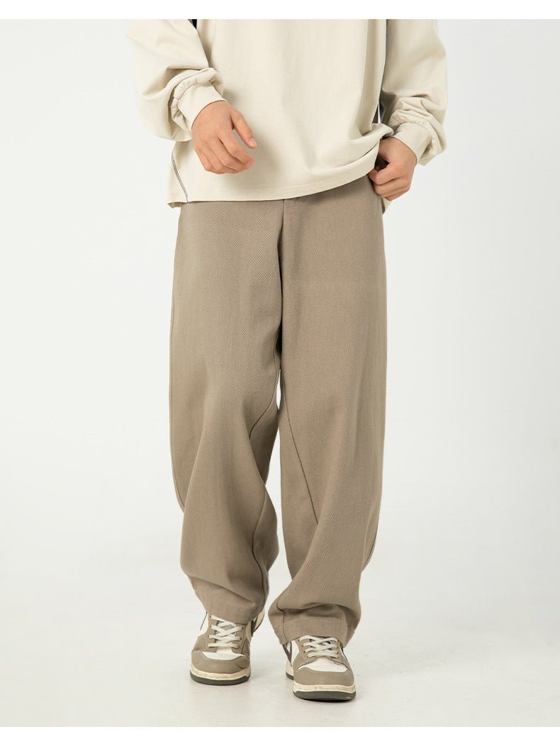 AM Vision RO Pure Cotton Retro Casual Pants in Beige for Comfortable Everyday Wear