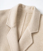 Red Double Sided Cashmere Maxi Coat featuring a chic collar design and luxurious fabric