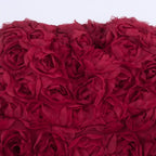 Red Rose Blossom Dress featuring a textured bodice adorned with beautiful fabric rose details