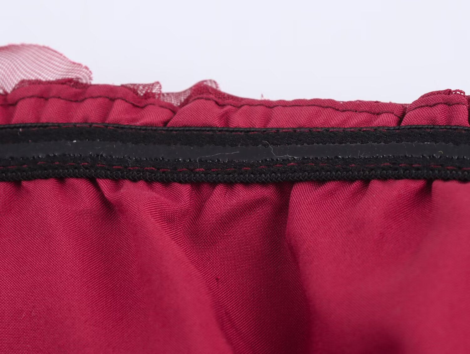 Close-up of the waistband detail on the Red Rose Blossom Dress by AM Vision RO