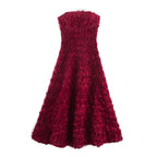 AM Vision RO Red Rose Blossom Dress in burgundy with 3D floral details for special occasions