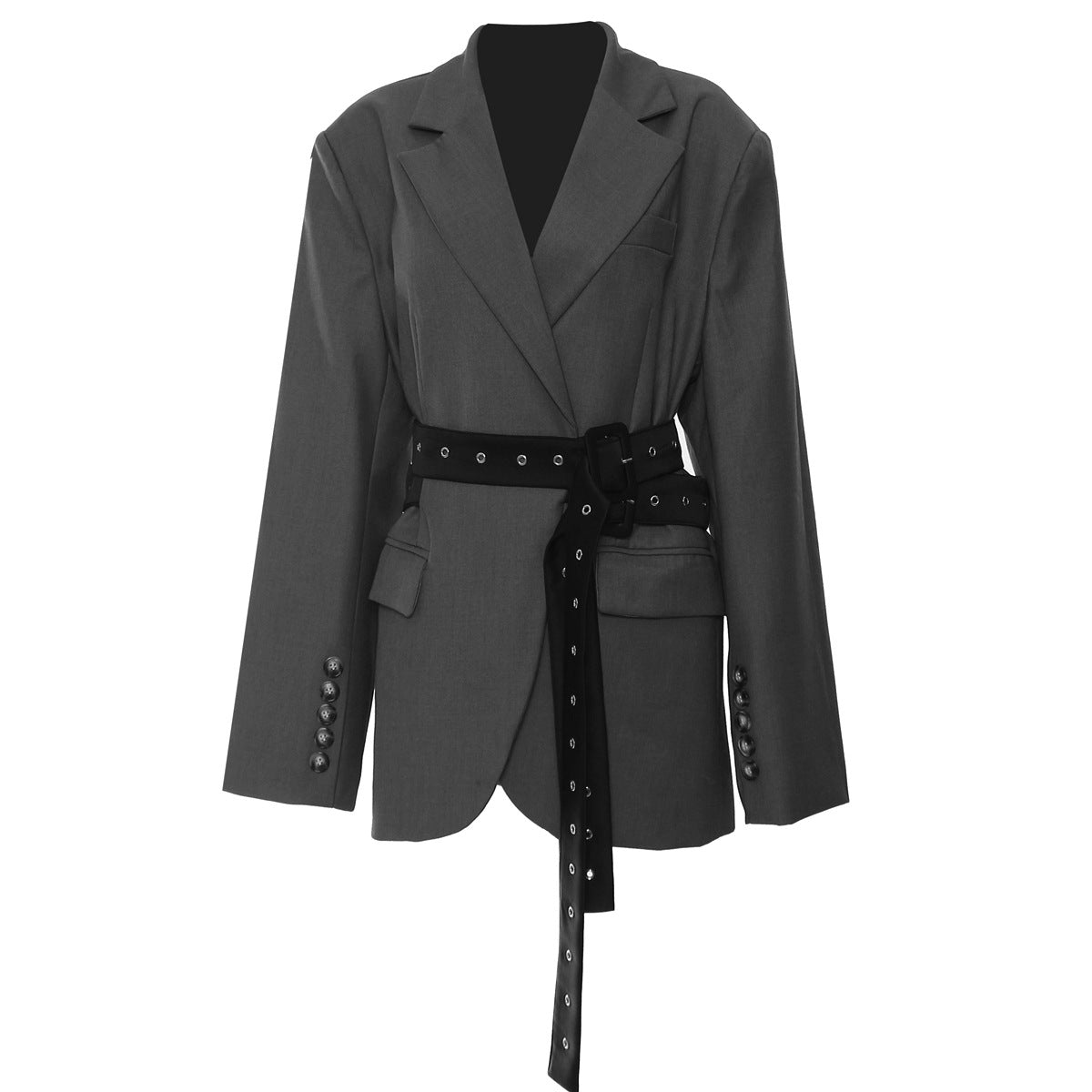 Stylish AM Vision RO Retro Blazer with Belt, featuring a tailored fit and unique button details