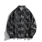 AM Vision RO Retro Denim Shirt for Men with a unique patterned design and button-up front.