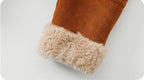 Detail of the Retro Suede Wool Mid-Length Coat showing soft fleece-lined cuffs for added warmth