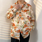 AM Vision RO Men's Retro Tie-Dye Shirts in Floral Pattern for Stylish Casual Wear