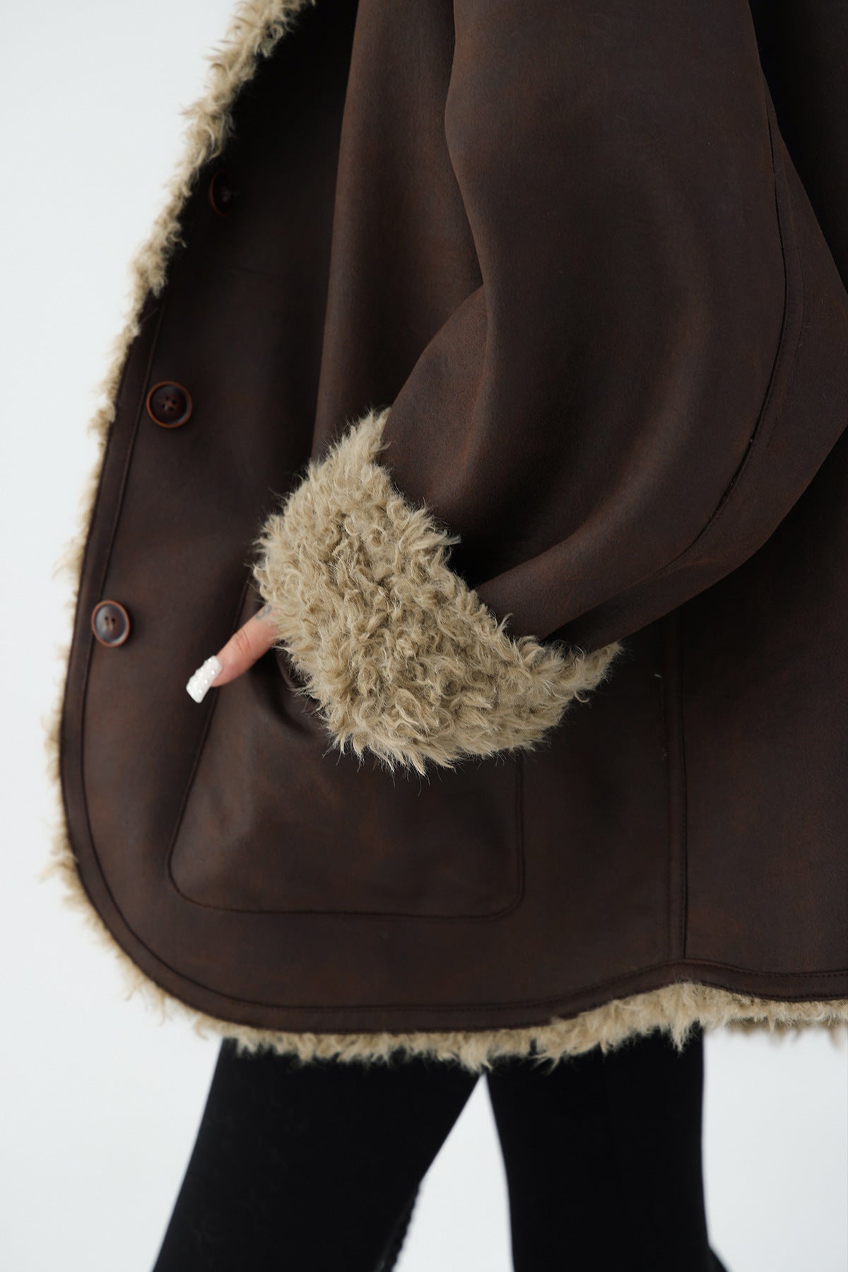 AM Vision RO Reversible Winter Suede Jacket with Soft Fur Trim and Comfortable Fit