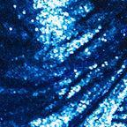Close-up of a blue Sparkling Mini Dress showcasing shimmering sequins and vibrant fabric texture
