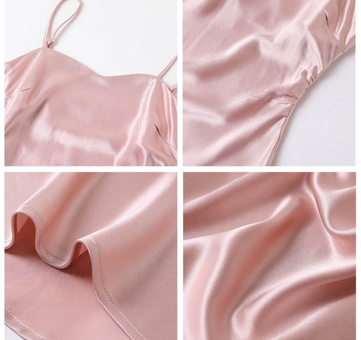 Detalii materiale și cusături pentru Rochie Satinată Slip Dress roz pal, textură fină și lucioasă