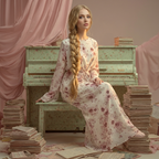 Stylish Rose Meadow Two-Piece Maxi Set displayed in a serene setting with floral patterns