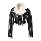 AM Vision RO Slim Fit Motorcycle Jacket - Synthetic Fiber with a stylish cropped design and fur lining