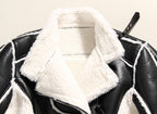 Close-up of the collar on a Slim Fit Motorcycle Jacket - Synthetic Fiber with a soft inner lining