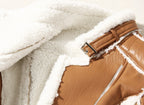 Stylish Slim Fit Motorcycle Jacket in Synthetic Fiber with a cozy fleece lining and adjustable belt