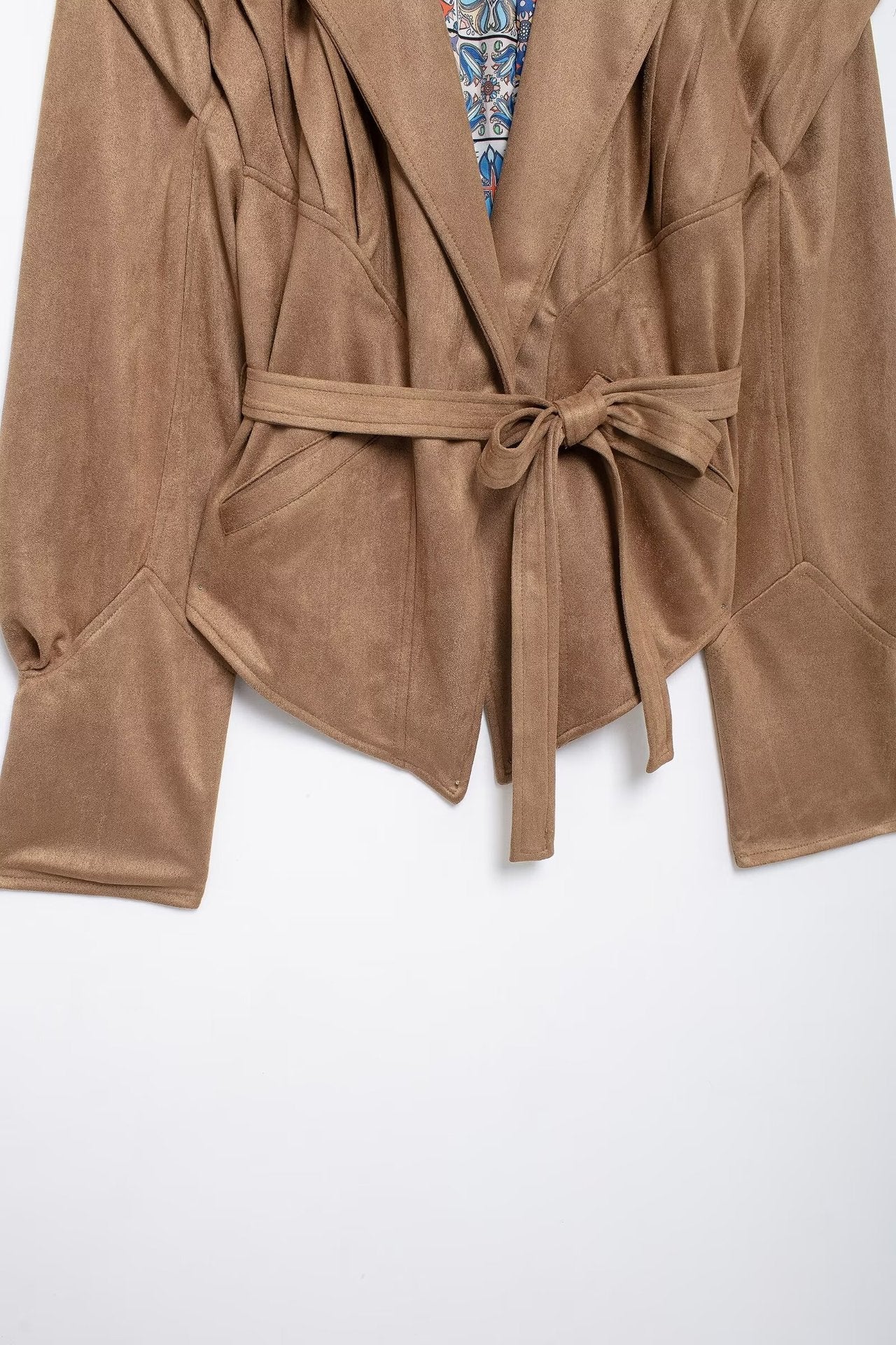 Brown AM Vision RO Slim Jacket with Waist Tie featuring a stylish design and comfortable fit