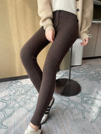 Soft Form Cashmere Yoga Leggings in Dark Brown for Comfort and Flexibility during Workouts