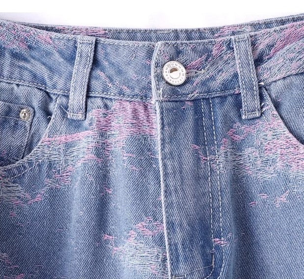 Soft Pink Stitch Jeans featuring a trendy design with unique stitching details and comfortable fit