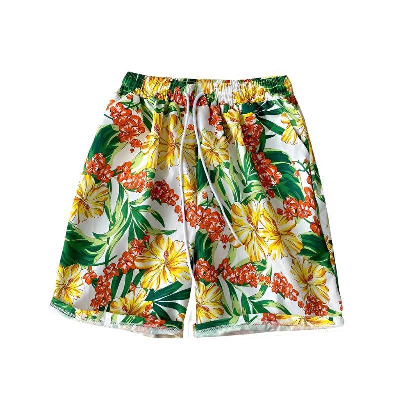 Șort de plaja pentru bărbați cu imprimeu floral colorat și elastic în talie de la AM Vision RO