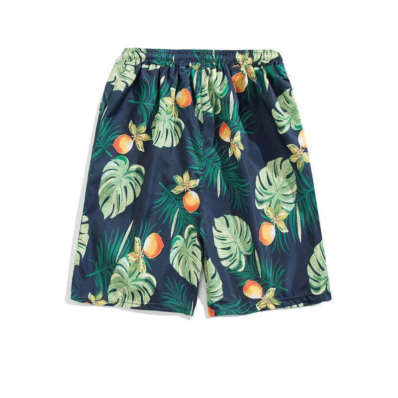 Șort de plaja pentru bărbați cu imprimeu tropical colorat și talie elastică confortabilă