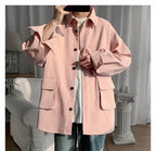 AM Vision RO Spring Cotton Shirt in Pink with Two Front Pockets and Button Closure