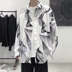 Streetwear Designer Shirt with Abstract Black and White Patterns for Trendy Outfits