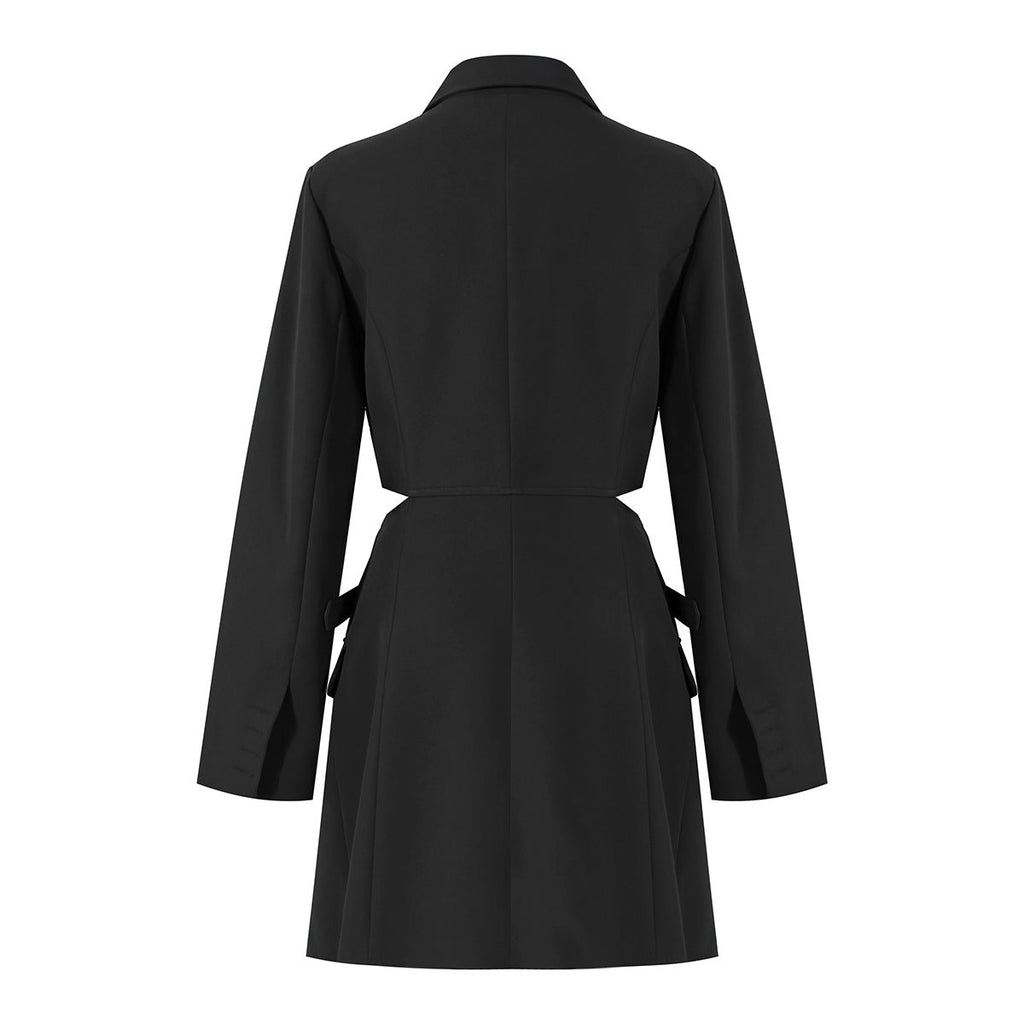 Elegant black Suit-Style Dress with a tailored fit and stylish long sleeves