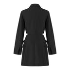 Elegant black Suit-Style Dress with a tailored fit and stylish long sleeves