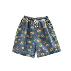 AM Vision RO Summer Streetwear Floral Shorts with Sunflower Pattern and Comfortable Waistband
