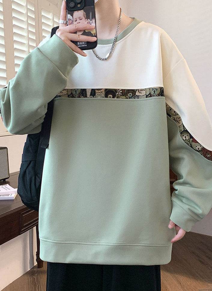 AM Vision RO Sweater in Various Colors with Embroidered Bear Detail featuring a stylish two-tone design