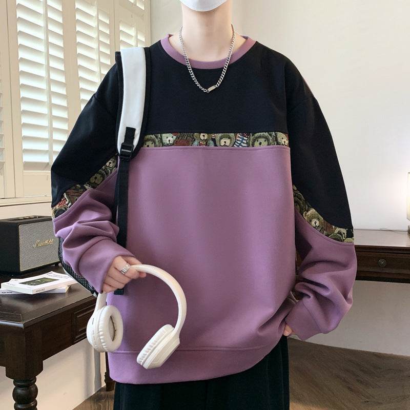Casual Purple Sweater in Various Colors with Embroidered Bear Detail, perfect for stylish comfort.